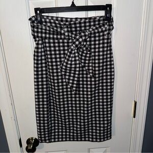 Maeve Black and White Gingham Pencil Skirt